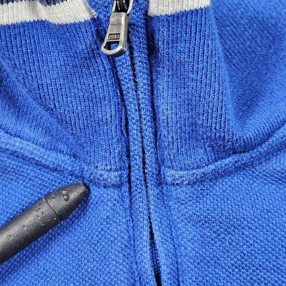 Polo Ralph Lauren Sweatshirt Mens Large Blue 1/4 Zip Pockets Cotton Pullover - Picture 7 of 12